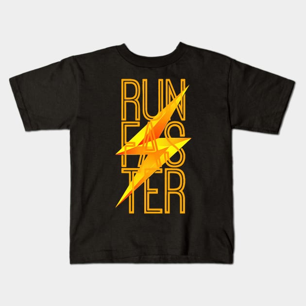 Runner Lightning Kids T-Shirt by Thinkerman